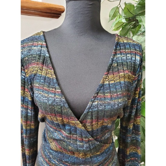 Mossimo Women's Multicolor Polyester V-Neck Long Sleeve Knee Length Dress Size M - Picture 5 of 10